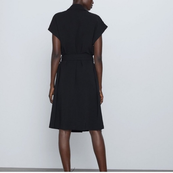 ZARA Suit Style Double Button Midi Dress In Black. Size XS NWOT - Picture 7 of 16